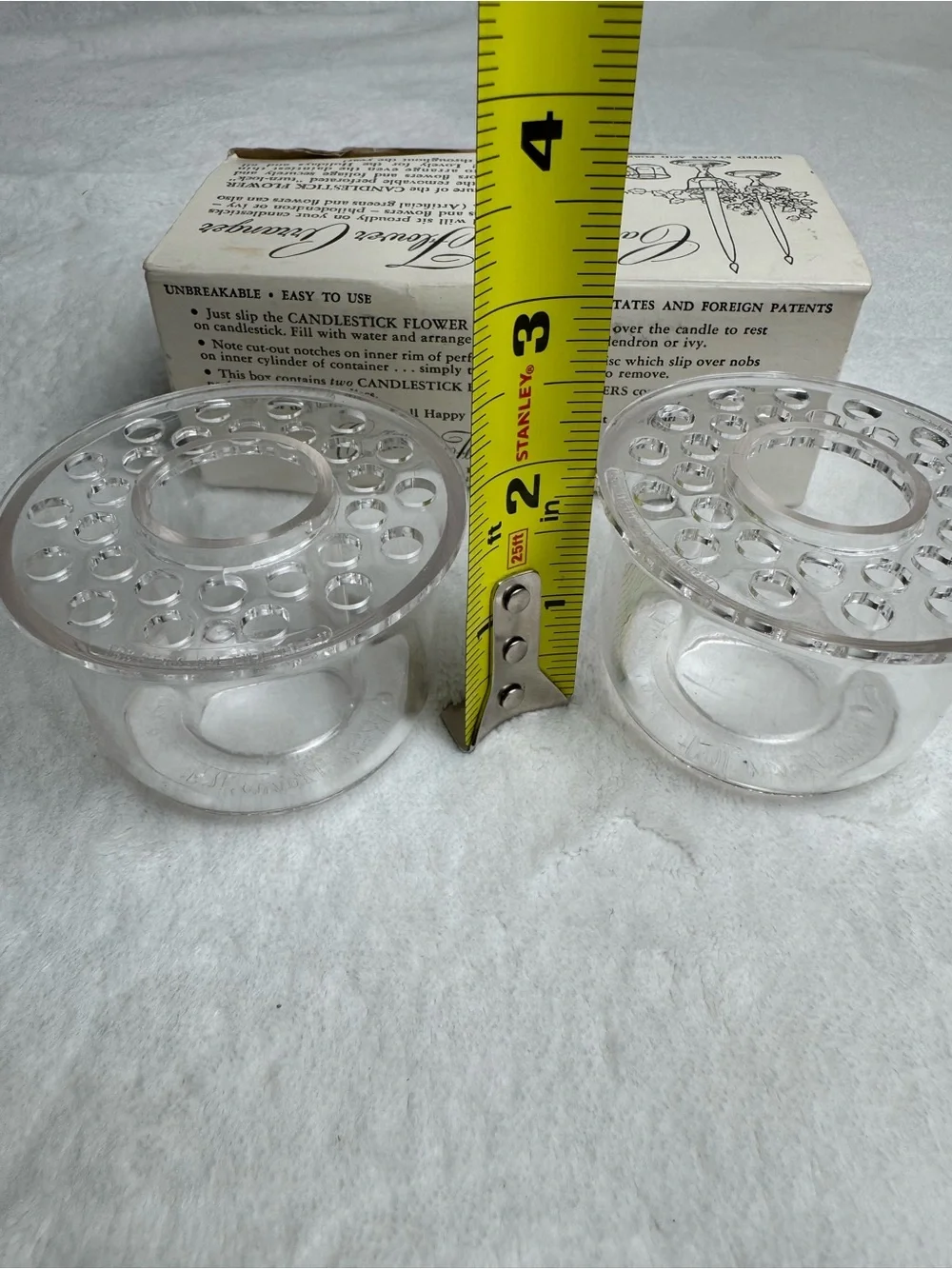 SET of 2 Vtg CANDLESTICK ARRANGER Clear Acrylic FLOWER FROG Candle Holders PAIR
